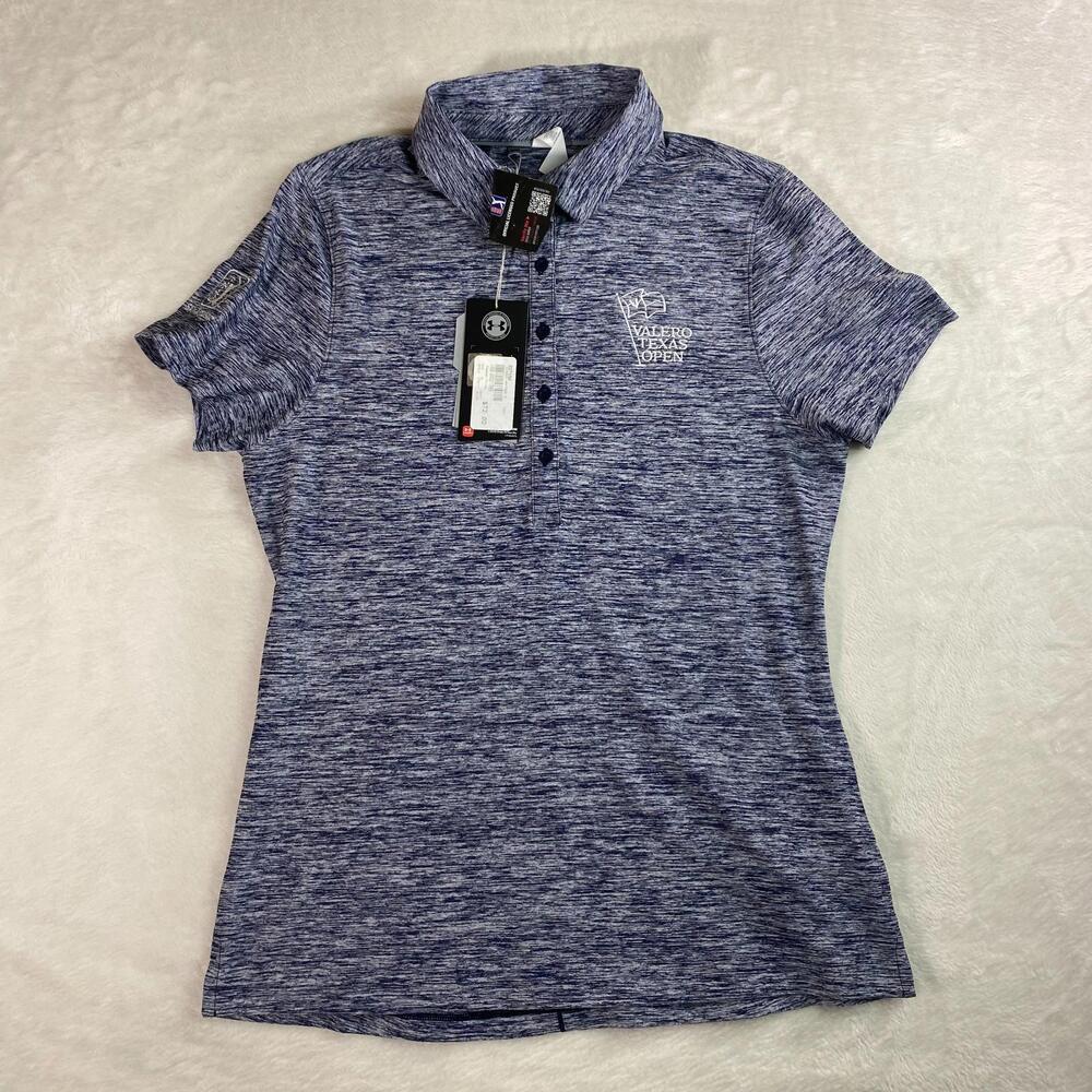 NWT Under Armour HeatGear Golf Polo Women's Small Valero Texas Open Navy‎